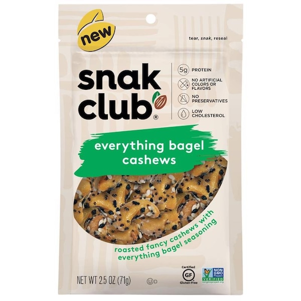 Snak Club Snak Club Everything Bagel Cashews 2.5 oz Bagged 1721173 - main